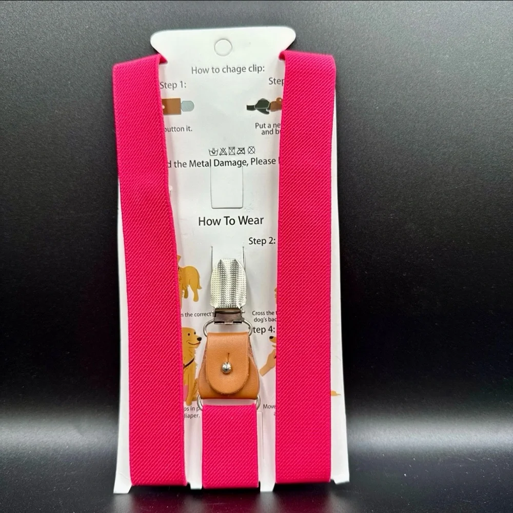 New Pet Soft Dog Pink Suspenders Diaper Keeper M/L
